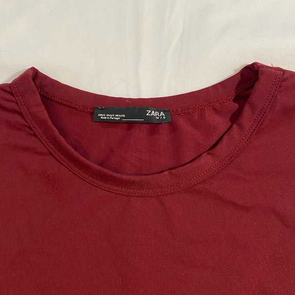 ZARA Long Sleeve Fitted Dress with Stretch | Women's Size S | Deep Red - Picture 6 of 6